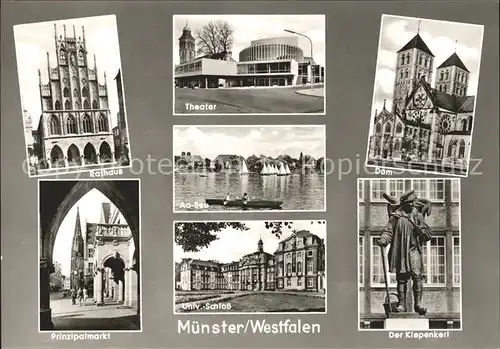 Muenster Westfalen Rathaus Theater Dom Kiepenkerl Universitaet Schloss Aasee Prinzipalmarkt Kat. Muenster