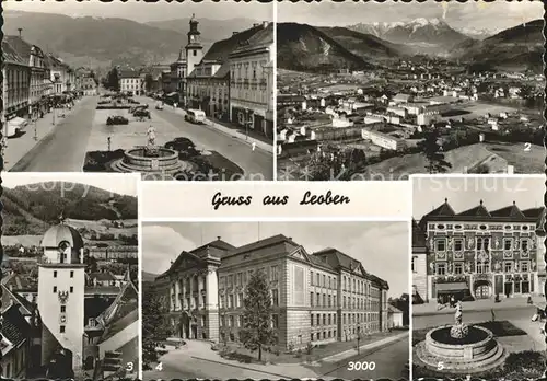 Leoben Hauptplatz Donawitz Stadtturm Hochschule Bergmannsbrunnen Kat. Leoben