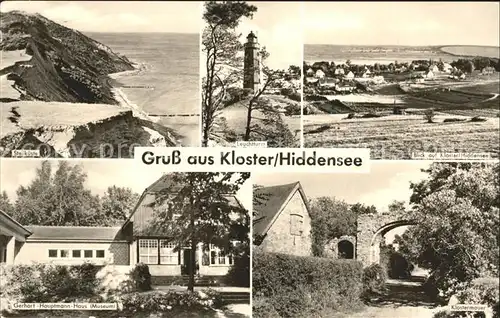 Kloster Hiddensee Steilkueste Leuchtturm Klostermauer Gerhart Hauptmann Haus Kat. Insel Hiddensee
