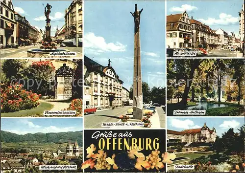 Offenburg Neptunbrunnen Vinzentinsgarten Ursula Saeule Rathaus Zwinger Anlagen Kat. Offenburg