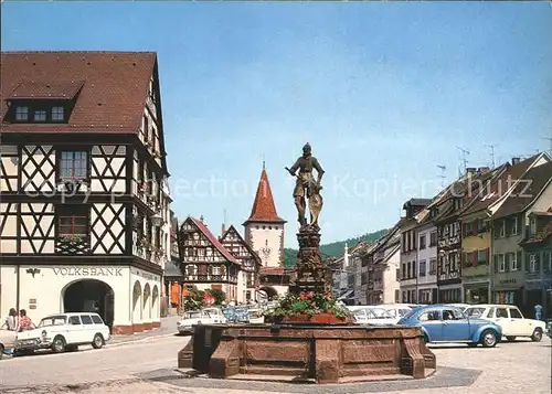 Gengenbach Brunnen Volksbank Tor Kat. Gengenbach Schwarzwald