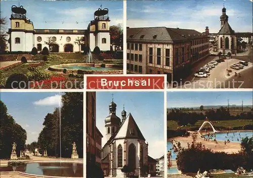 Bruchsal Schwimmbad Kirche Brunnen  Kat. Bruchsal