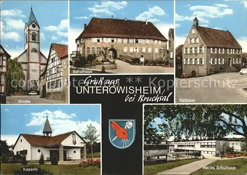 Unteroewisheim Kirche Kapelle Neues Schulhaus Rathaus Kat. Kraichtal
