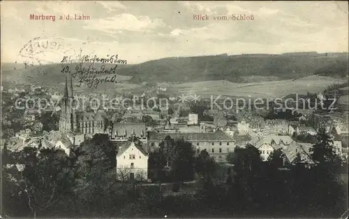 Marburg Lahn Panorama Blick vom Schloss Kat. Marburg