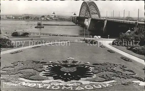 Nijmegen Waalbrug met wapen van Nijmegen Bruecke Wappen Kat. Nimwegen Nijmegen