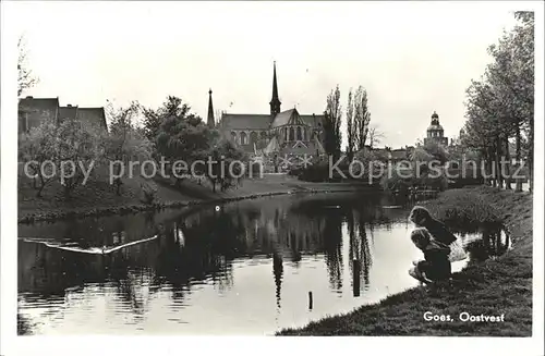 Goes Netherlands Oostvest Kinder am Ufer Kirche Kat. Goes