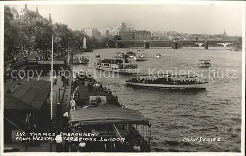 London Thames Embankment from Westminster Bridge Ferry Boat Kat. City of London