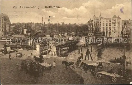 Rotterdam Vier Leeuwenbrug Bruecke Pferdefuhrwerk Kat. Rotterdam