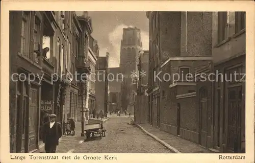 Rotterdam Lange Torenstraat met de Groote Kerk Kat. Rotterdam