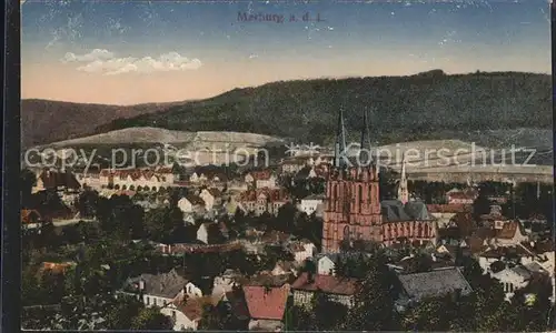 Marburg Lahn Teilansicht mit Kirche Kat. Marburg