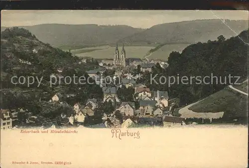 Marburg Lahn Ketzerbach und Elisabethkirche Deutsche Reichspost Kat. Marburg