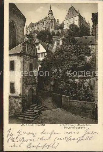 Marburg Lahn Schloss vom Lutherischen Kirchhof gesehen Kat. Marburg