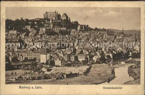 Marburg Lahn Gesamtansicht mit Schloss Kat. Marburg