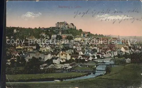 Marburg Lahn Gesamtansicht mit Schloss Kat. Marburg