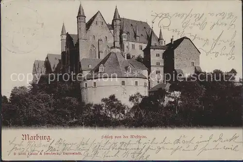 Marburg Lahn Schloss von der Westseite Kat. Marburg