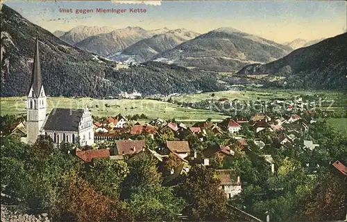 Imst Tirol Ortsansicht mit Kirche gegen Mieminger Kette Kat. Imst