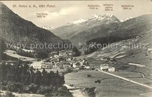 St Anton Arlberg Gesamtansicht mit Alpenpanorama Kat. St. Anton am Arlberg