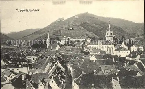 Rappoltsweiler Haut Rhin Elsass Ortsansicht mit Kirche Bahnpost Kat. Ribeauville