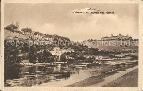 Wuerzburg Mainpartie mit Kaeppele und Festung Dampfer Kat. Wuerzburg