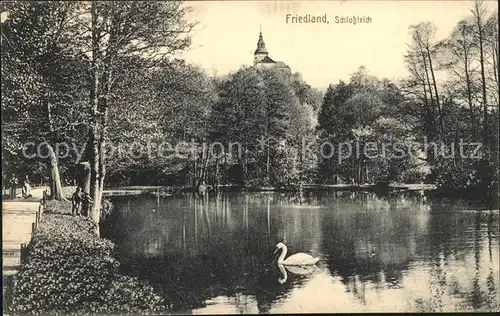 Friedland Boehmen Schlossteich Schwan Kat. Frydlant