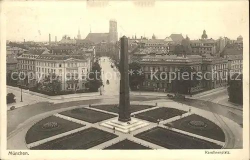 Muenchen Karolinenplatz Obelisk Frauenkirche Veltens Lichtdruck Karte Kat. Muenchen