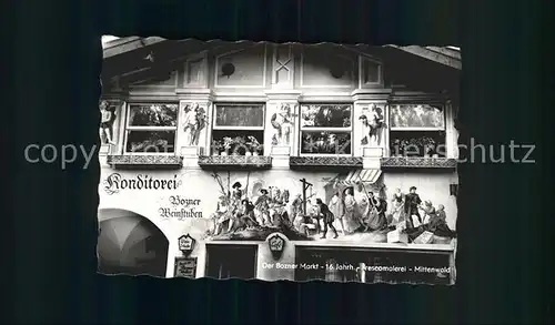 Mittenwald Karwendel Tirol Bozner Weinstube Konditorei Bozner Markt Frescomalerei Kat. Schwaz