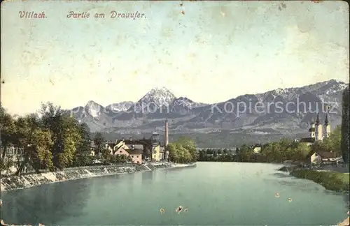 Villach Kaernten Partie am Drauufer Alpen Kat. Villach