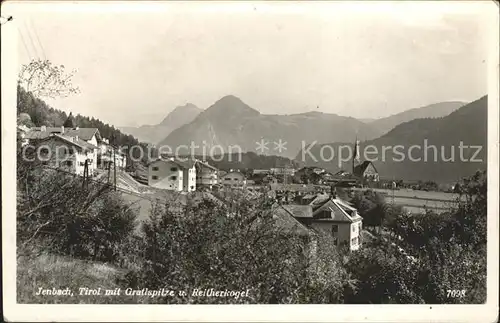 Jenbach Ansicht mit Gratlspitze und Reitherkogel Kitzbueheler Alpen Kat. Jenbach