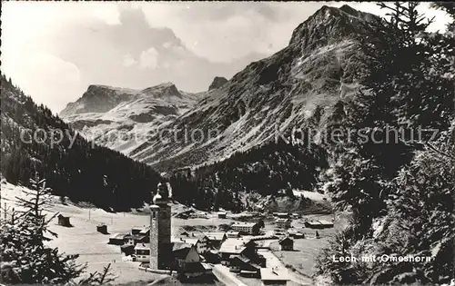 Lech Vorarlberg Ortsansicht mit Kirche und Omeshorn Lechtaler Alpen Kat. Lech