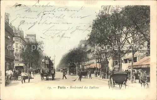 Paris Boulevard des Italiens Pferdedroschke Pferdebus Kat. Paris