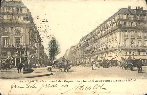 Paris Boulevard des Capucines Cafe de la Paix Grand Hotel Kat. Paris