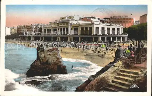 Biarritz Pyrenees Atlantiques La Plage devant le Casino Kat. Biarritz