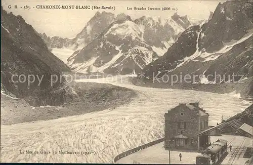 Chamonix Les Grandes Jorasses Mer de Glace du Montenvers Eismeer Gletscher Kat. Chamonix Mont Blanc
