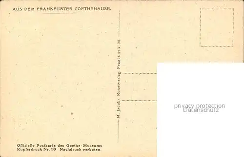 Frankfurt Main Goethehaus Studierzimmer Offizielle Postkarte Goethe Museum Kupferdruck Nr 10 Kat. Frankfurt am Main