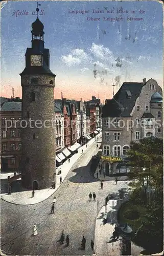 Halle Saale Leipziger Turm mit Blick in Obere Leipziger Strasse Kat. Halle