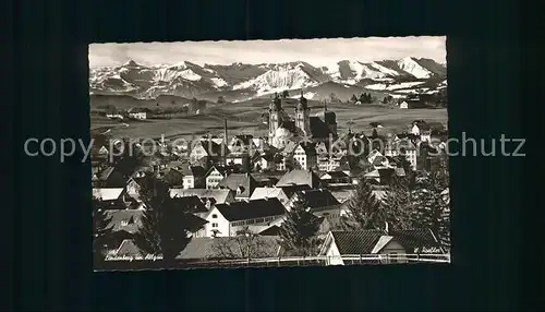 Lindenberg Allgaeu Ortsansicht mit Kirche Alpenpanorama Kat. Lindenberg i.Allgaeu