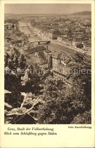 Graz Steiermark Stadt der Volkserhebung Blick vom Schlossberg Kat. Graz