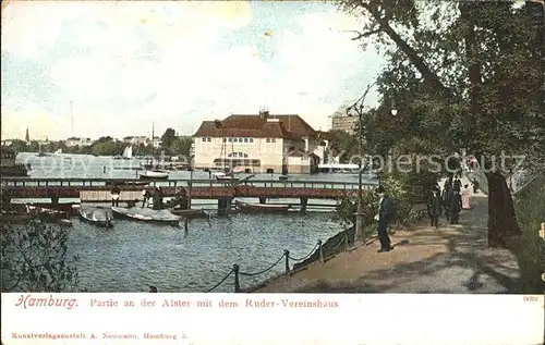 Hamburg Partie an der Alster Steg Ruder Vereinshaus Kat. Hamburg