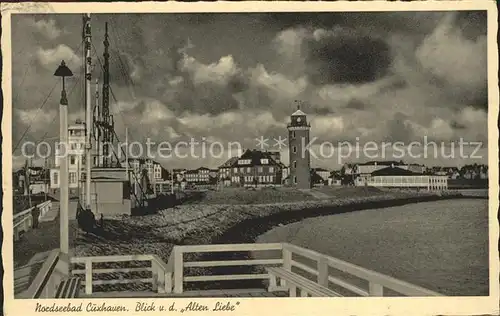 Cuxhaven Nordseebad Blick von der Alten Liebe Leuchtturm Kat. Cuxhaven