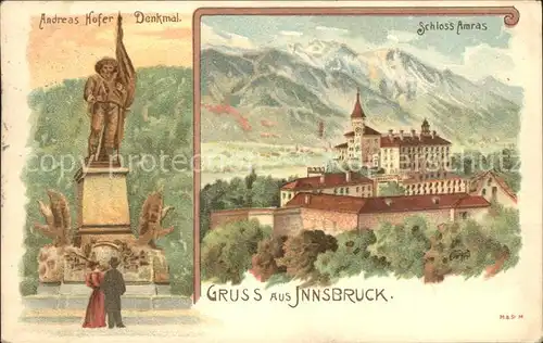 Innsbruck Schloss Amras Andreas Hofer Denkmal Kat. Innsbruck
