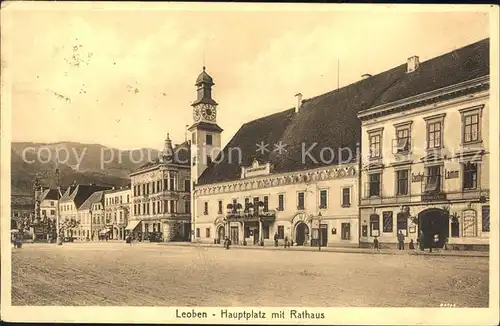 Leoben Hauptplatz mit Rathaus Kat. Leoben