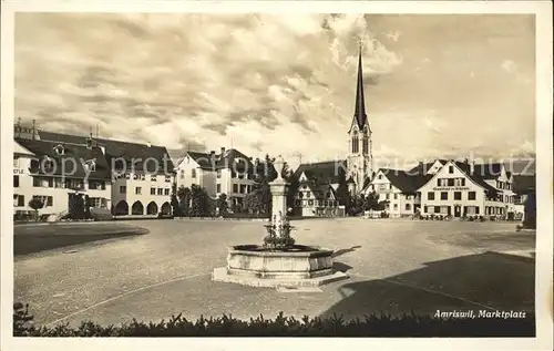 Amriswil TG Marktplatz Brunnen Kirche Gasthof Kat. Amriswil