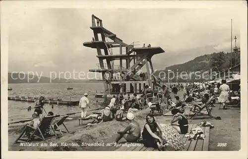 Millstatt Kaernten Strandbad mit Sprungturm Kat. Millstatt Millstaetter See