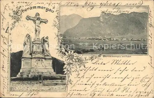 Oberammergau Panorama mit Kofel Kreuz Kat. Oberammergau