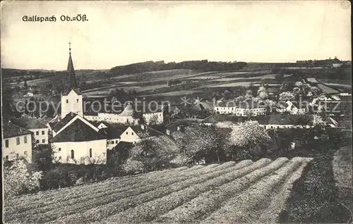 Gallspach Ortsansicht mit Kirche Felder Kat. Gallspach