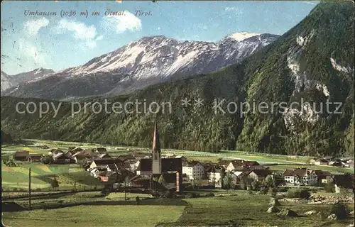 Umhausen Tirol Gesamtansicht mit Alpen Kat. Umhausen oetztal