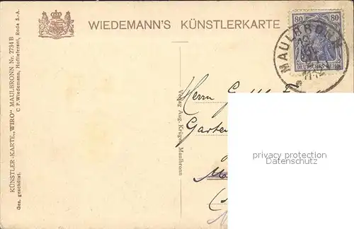 Maulbronn Kloster Wiedemanns Kuenstlerkarte Wiro No 2734 B Kat. Maulbronn