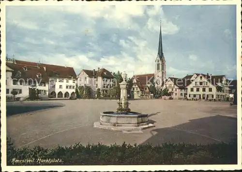 Amriswil TG Marktplatz Brunnen Kirche Kat. Amriswil