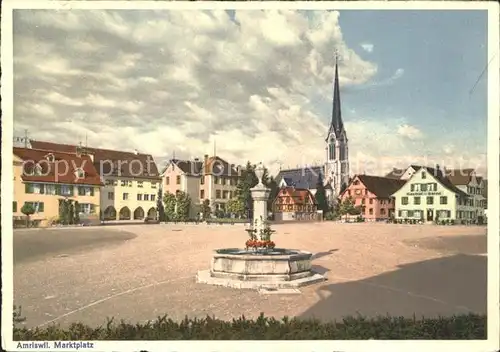 Amriswil TG Marktplatz Brunnen Kirche Kat. Amriswil