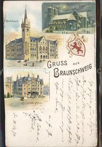 Braunschweig Rathaus Dom Deutsches Haus Wappen Deutsche Reichspost Kat. Braunschweig